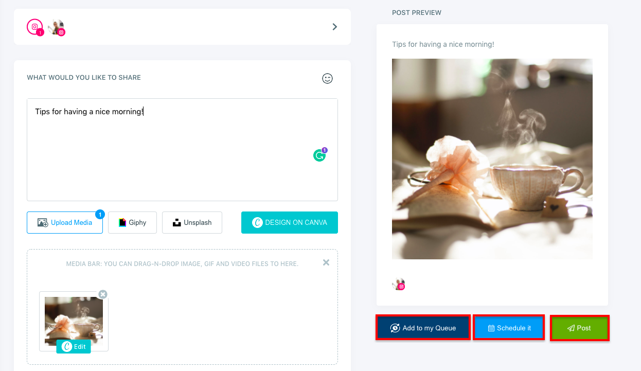 You do not have to post at the moment. You can schedule them.