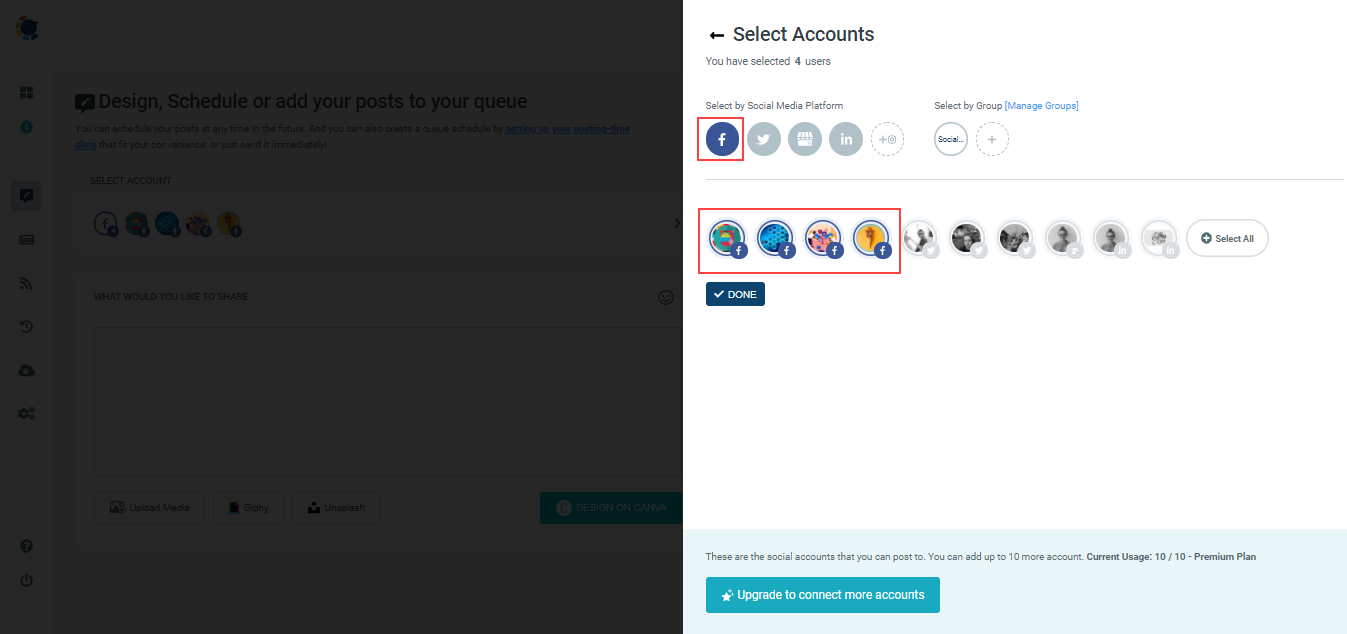 You can add multiple Facebook groups and Facebook pages to Circleboom Publish!