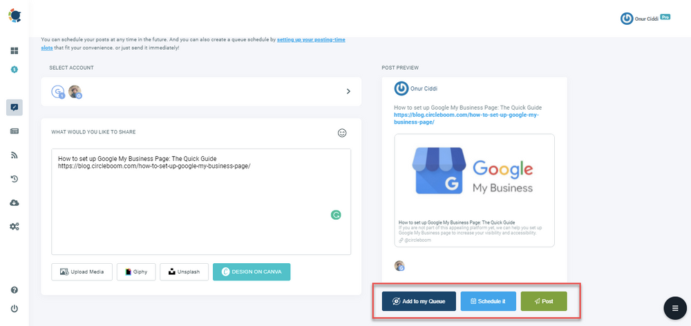 With Circleboom Publish you can schedule your GMB posts for a future date