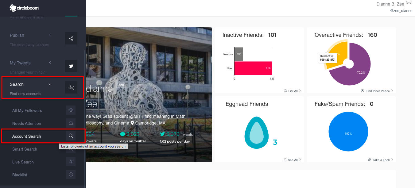 You can find the "Search" on the dashboard.