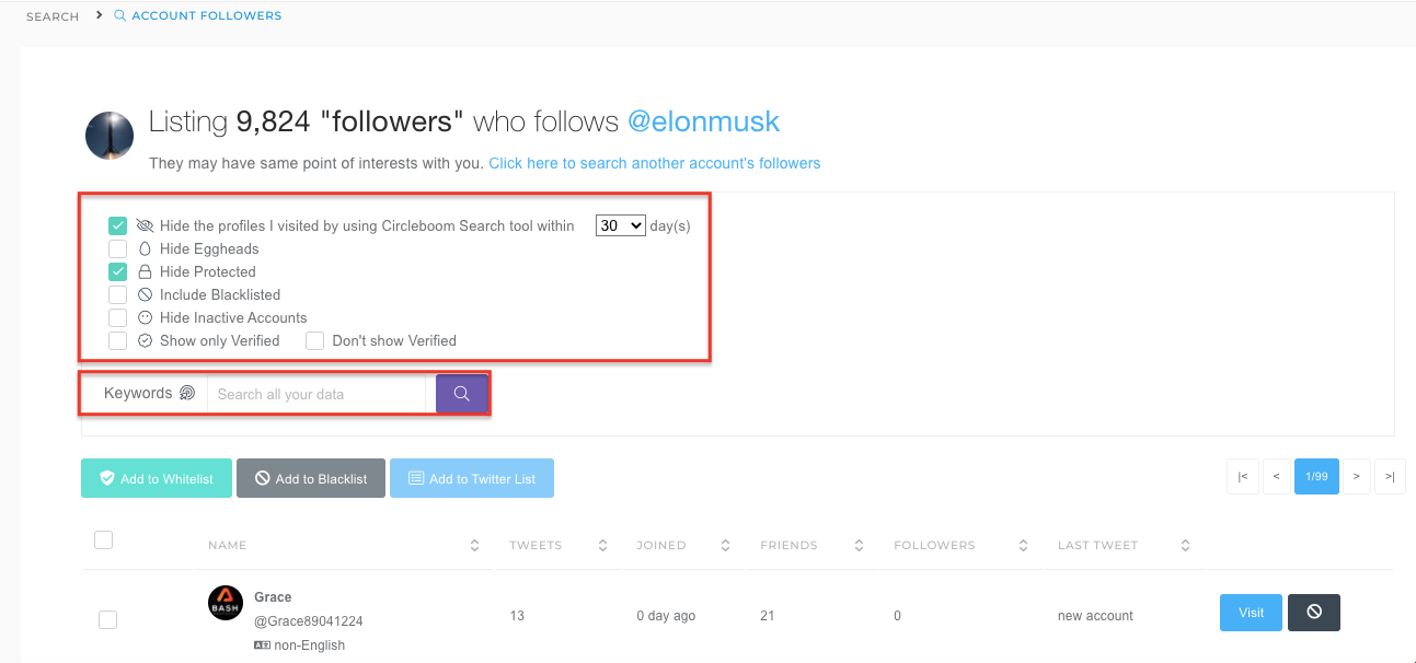 There are filters to narrow your search.