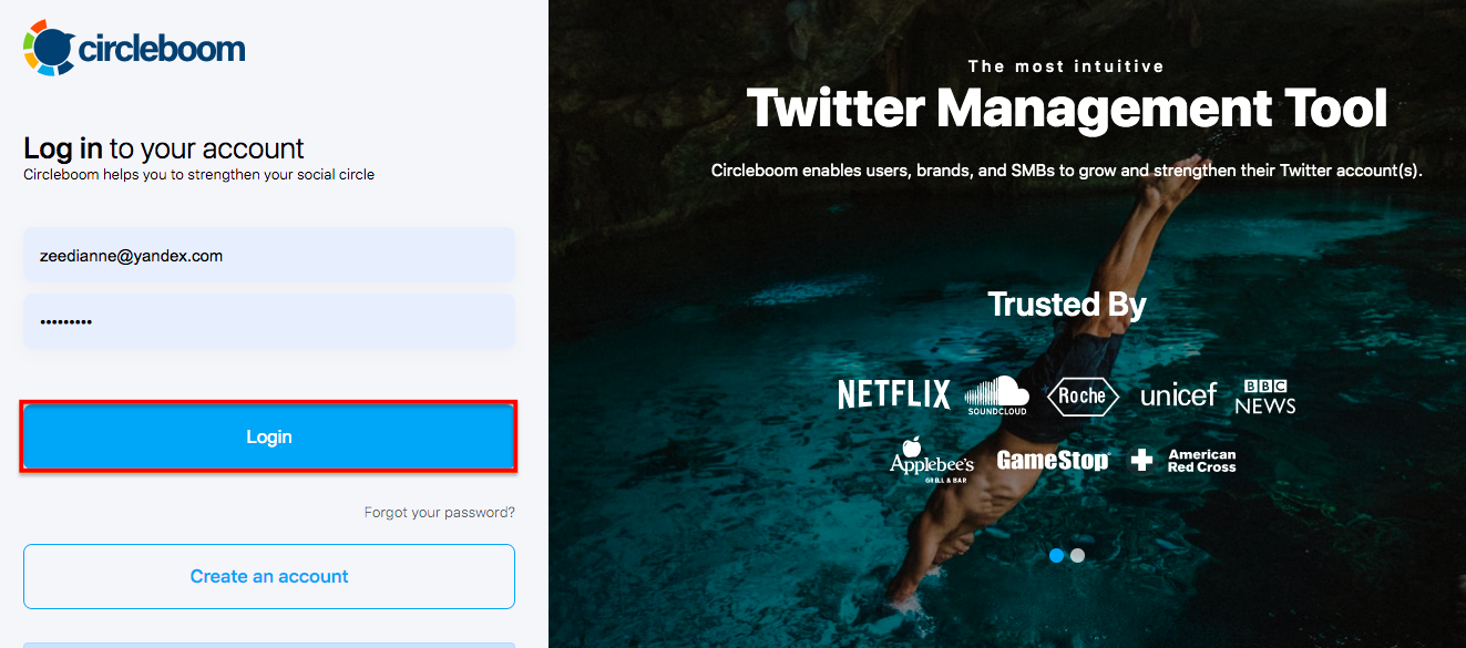 Log into your Circleboom Twitter account.