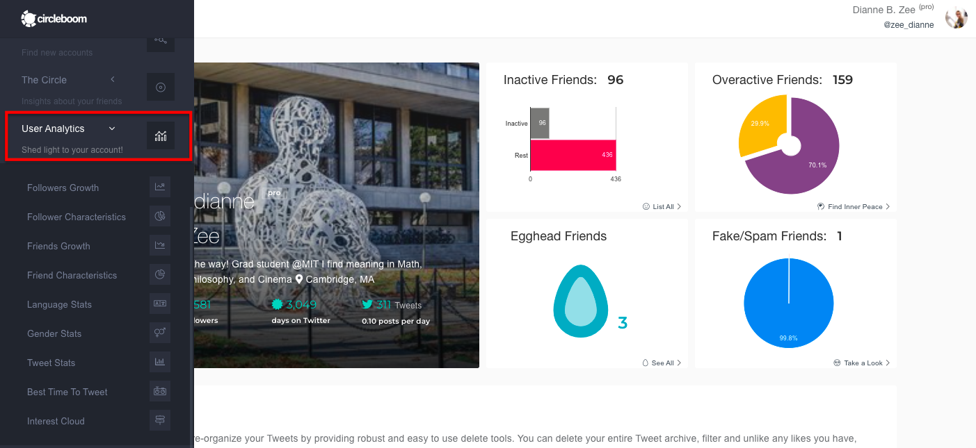 Find the User Analytics to acces the data on your network.