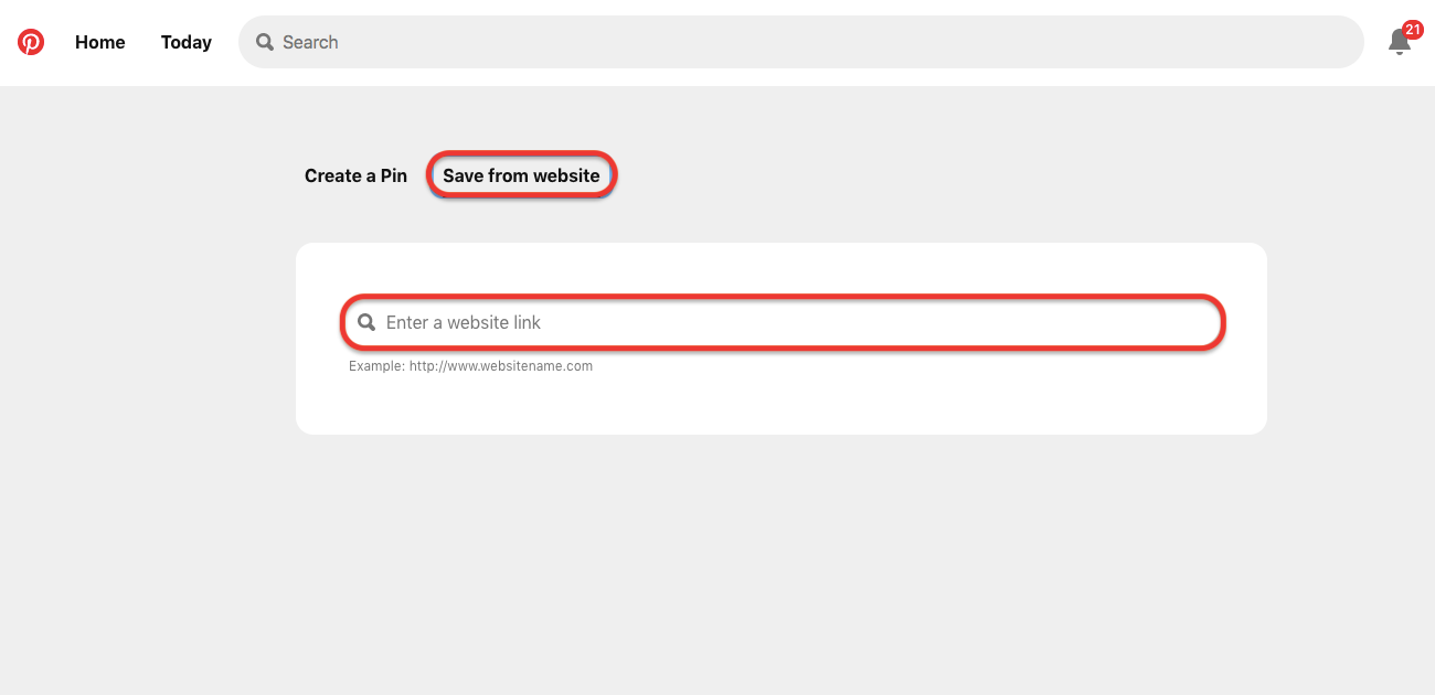You can create a pin by saving from a website link.