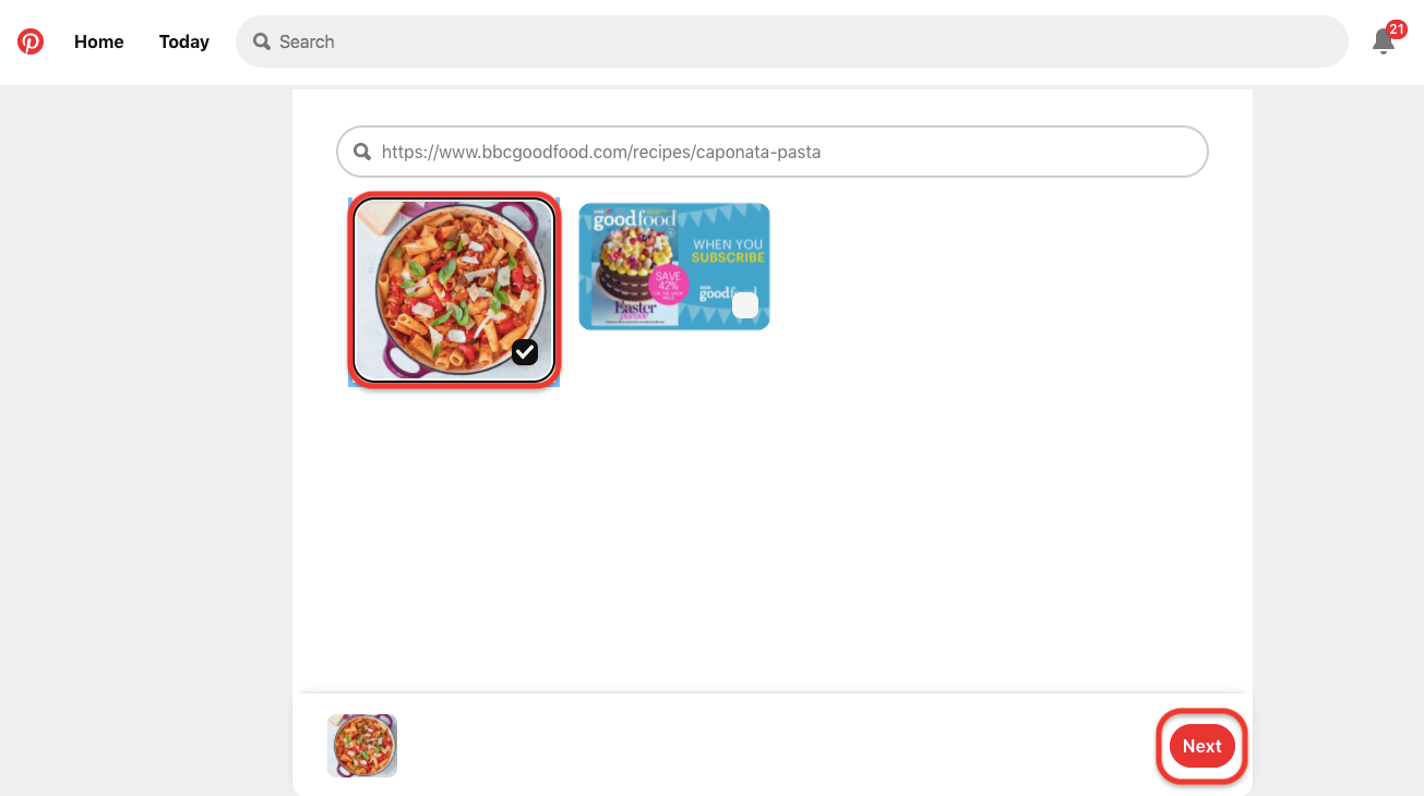 You can enter link, select the image, and click on next.