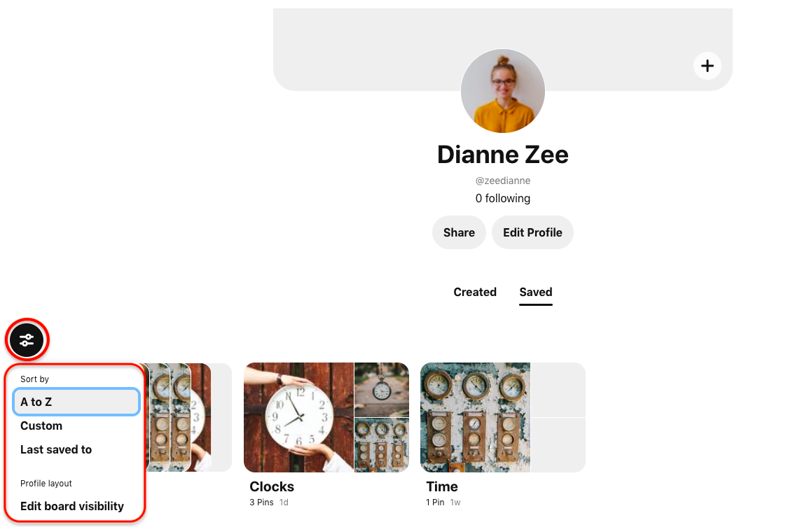 You can click on settings of boards to arrange them.