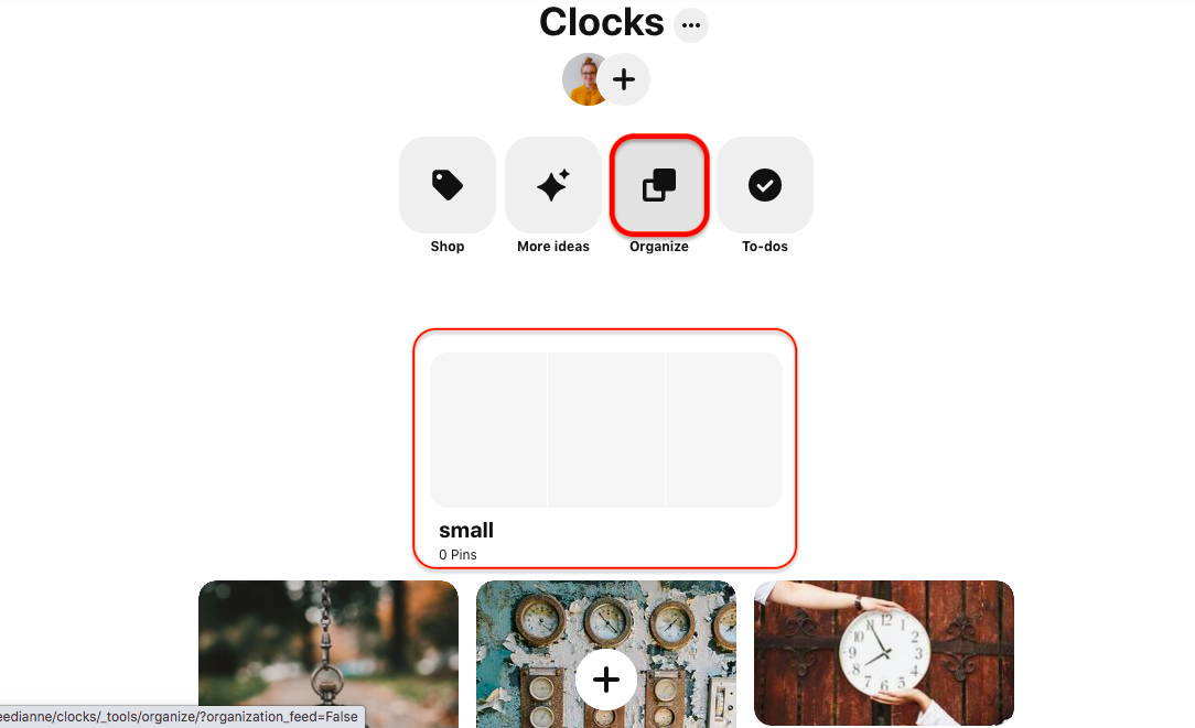 You can click on the "organize" button to make arrangements.