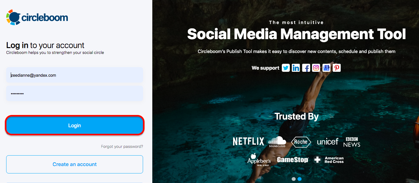 You can log in to your Circleboom Publish account. 