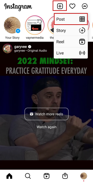 Choose "Post" from the drop-down menu.