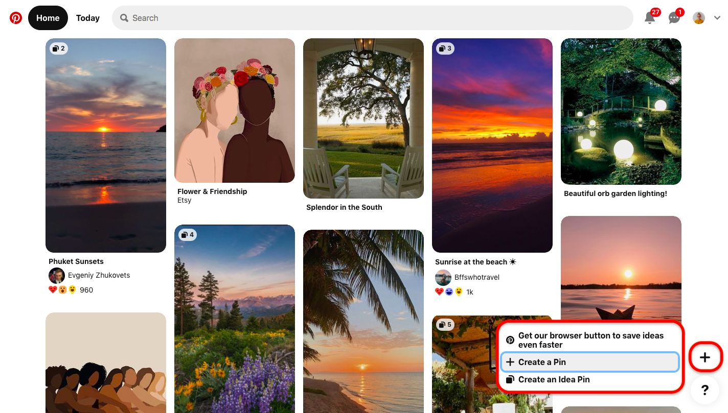 You can click on the plus symbol to create a pin.
