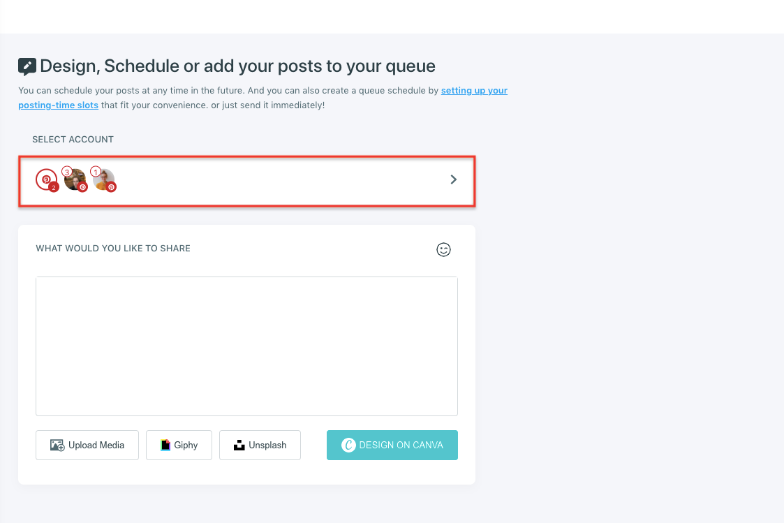 When you select accounts and boards, the appearance will show them.