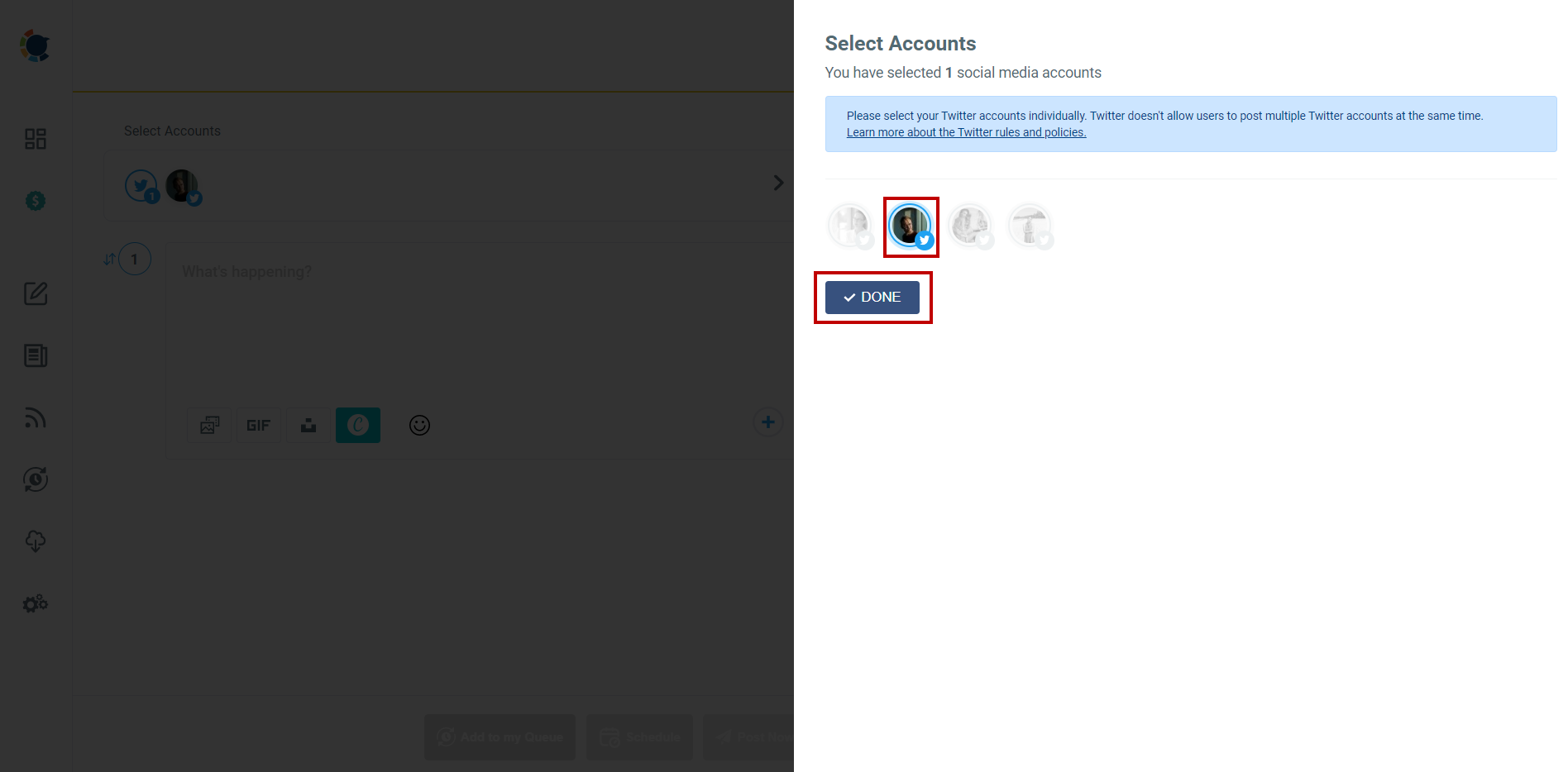 Multiple Twitter accounts on Circleboom