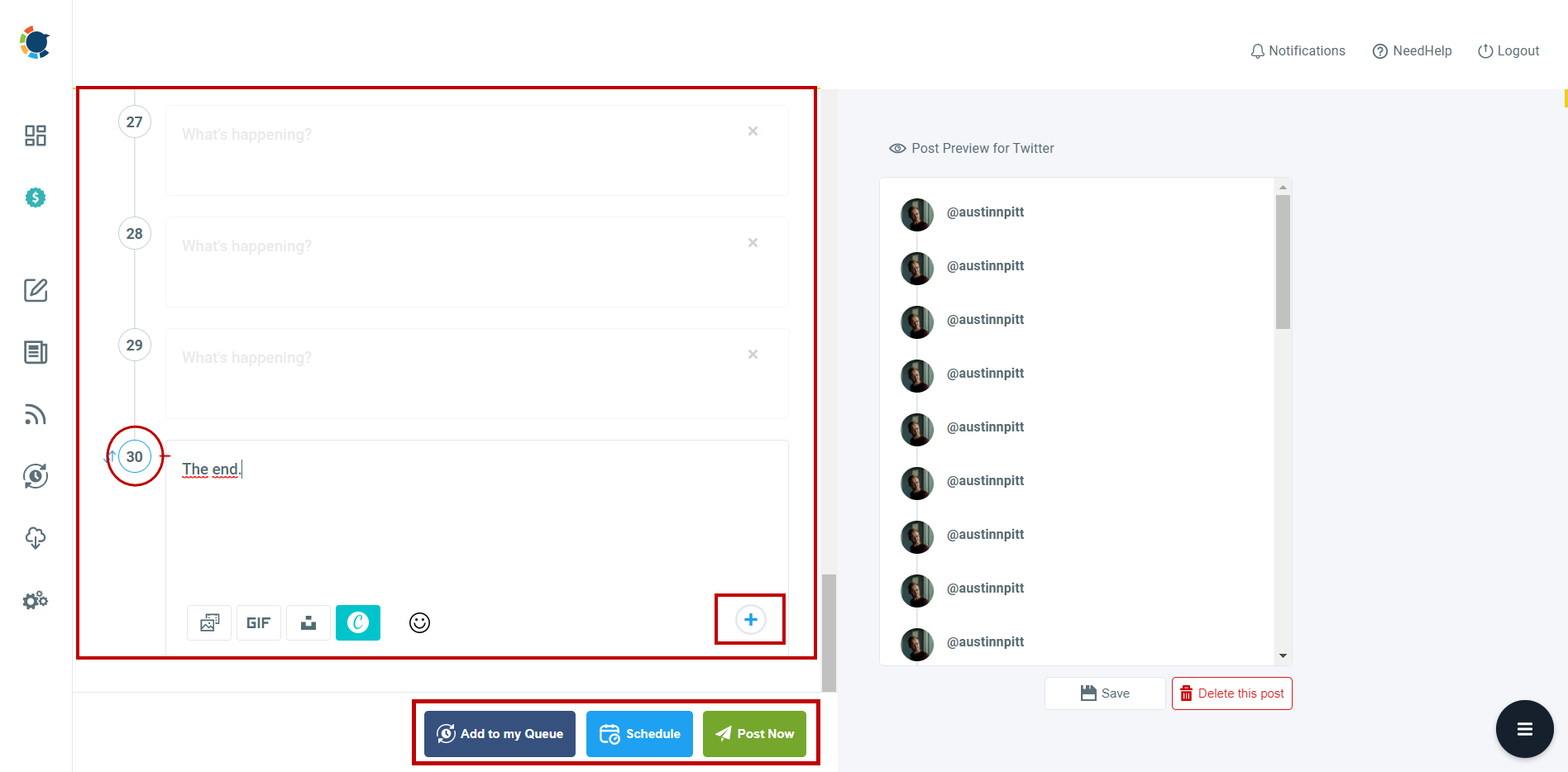 Circleboom's Twitter thread scheduler