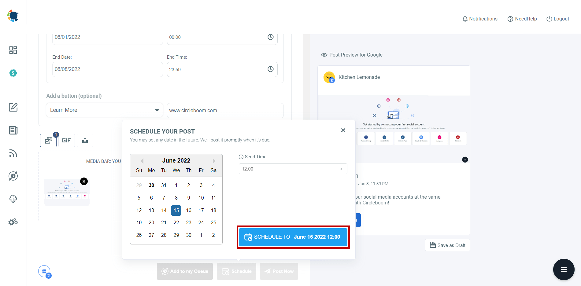 Circleboom Google My Business Scheduler, schedule gmb posts
