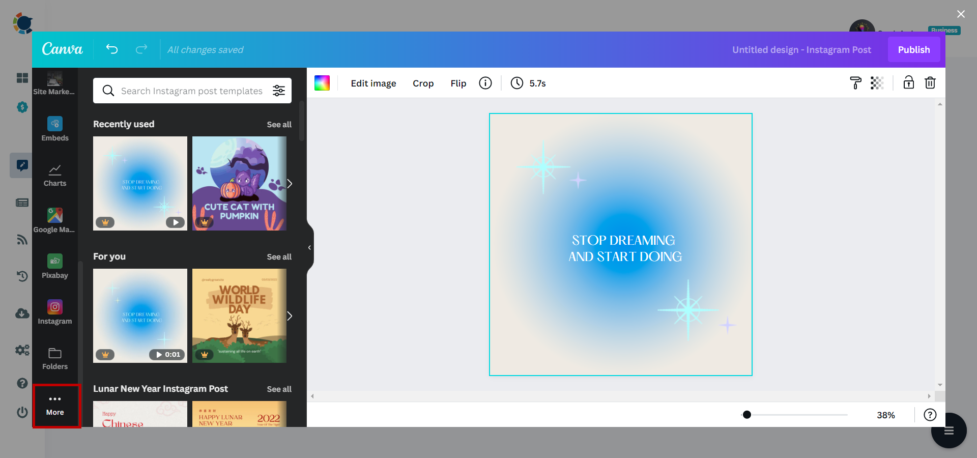 Click on "More" to proceed.