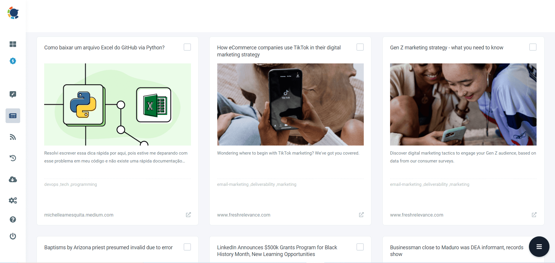 Article curation for social media