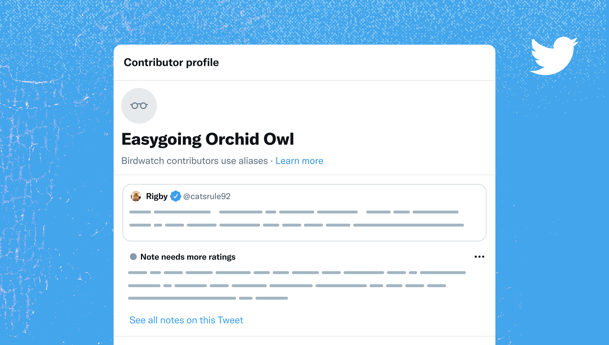 There is a Birdwatch contributor profile.