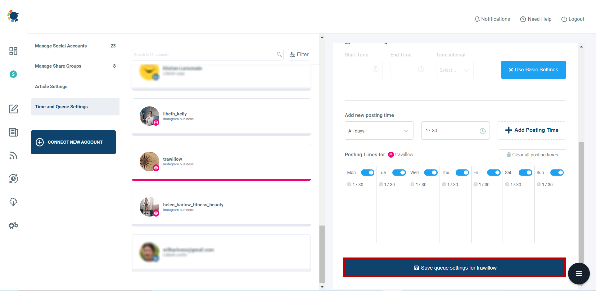 Instagram auto-posting with queue feature 