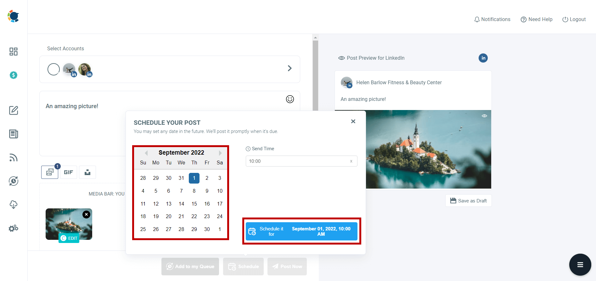 Facebook scheduler, LinkedIn scheduler