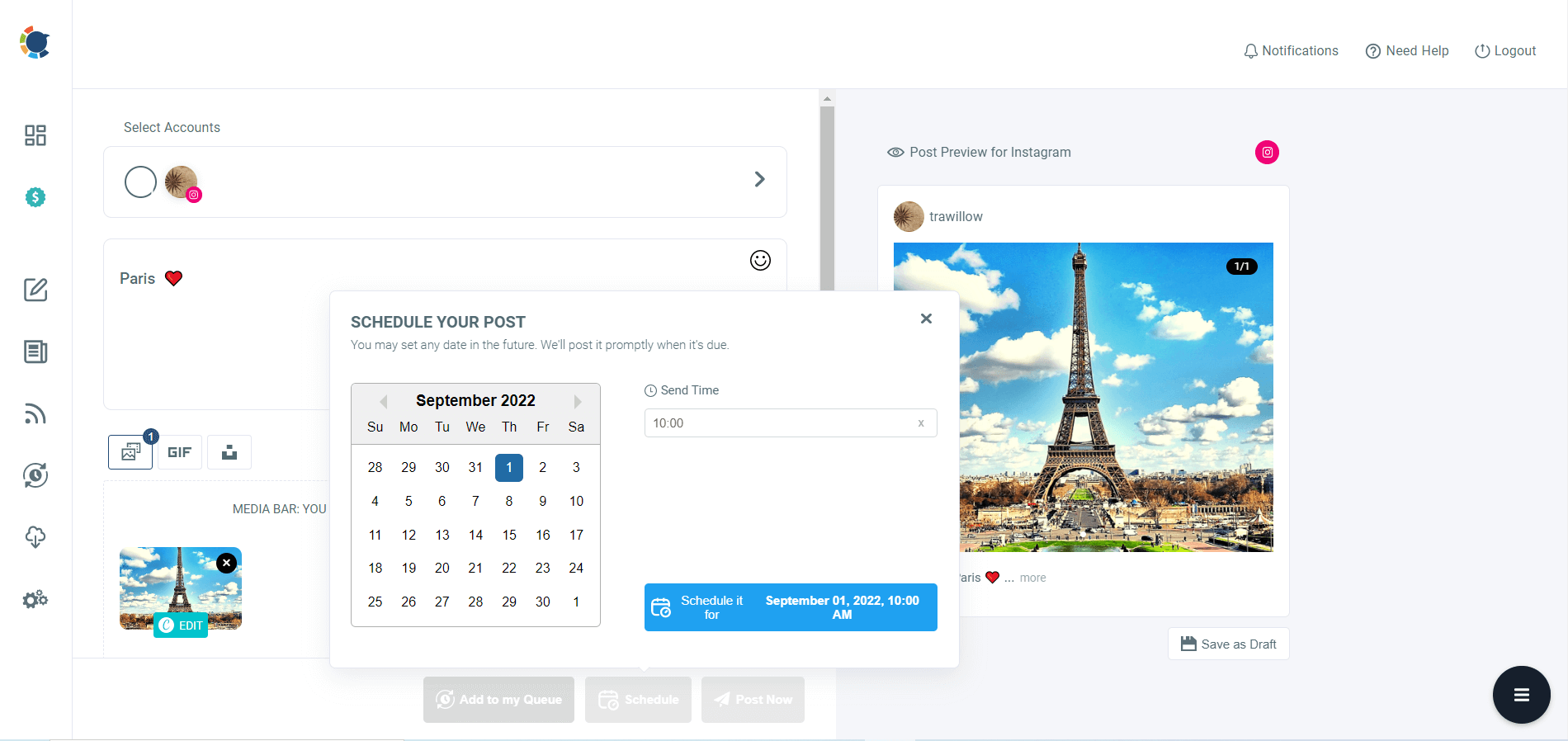 Instagram post scheduler