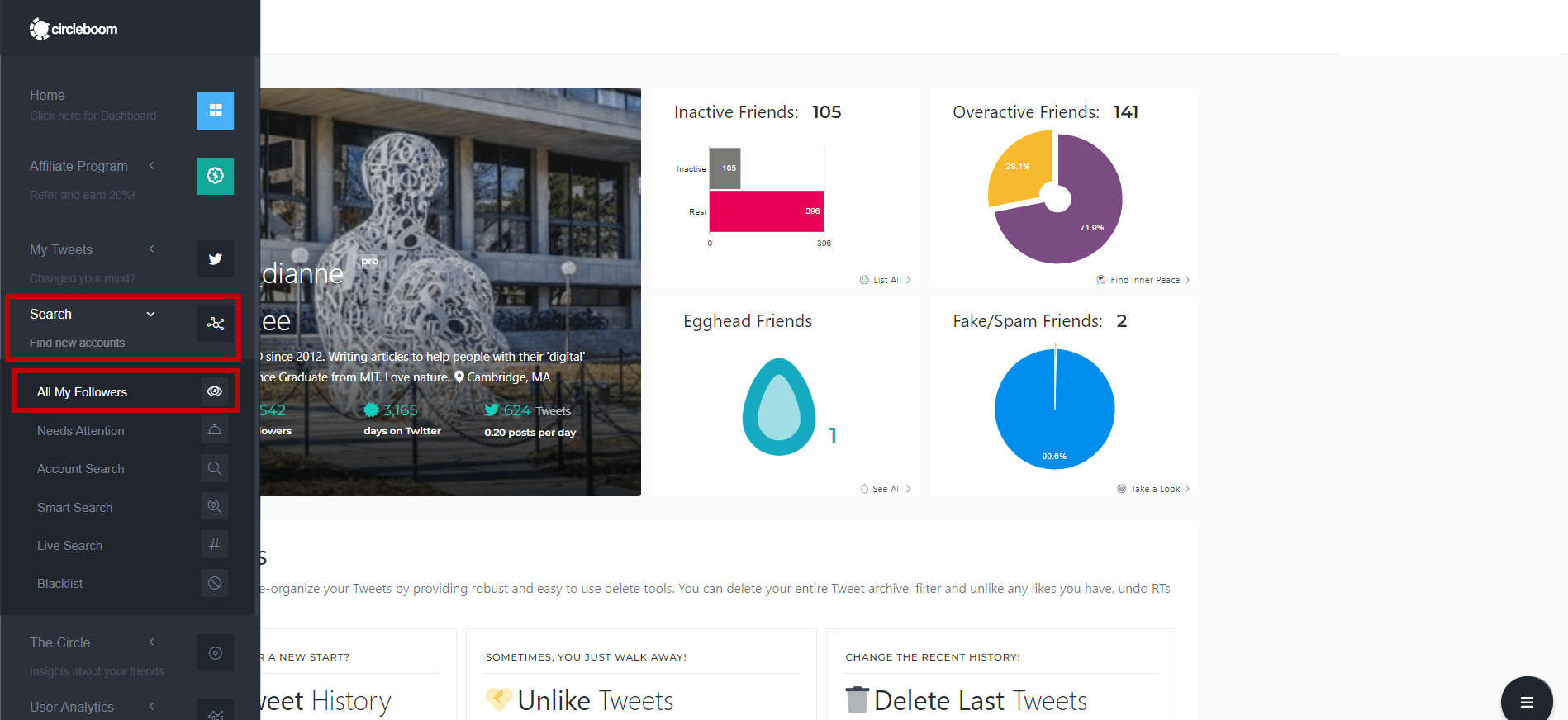 Find inactive accounts among your followers.