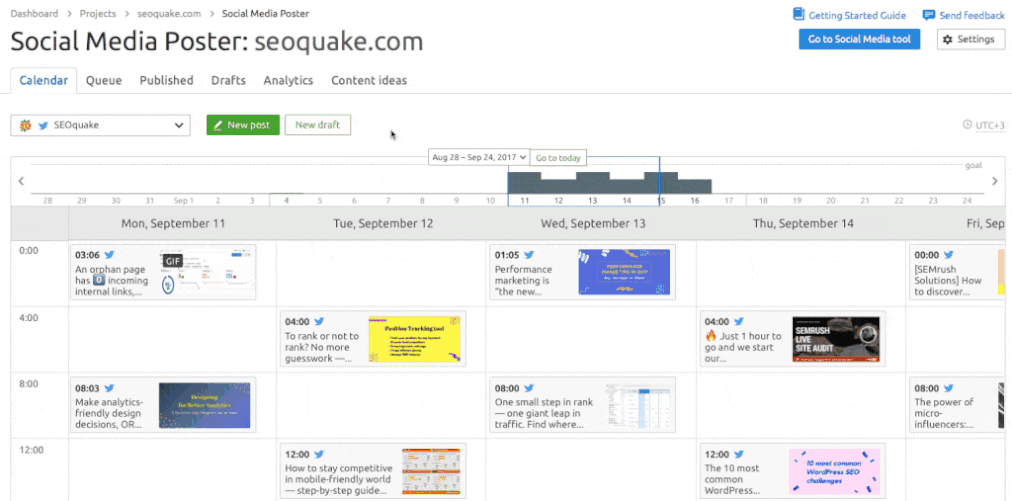 The giant of SEO world Semrush offers an excellent social media scheduling tool.