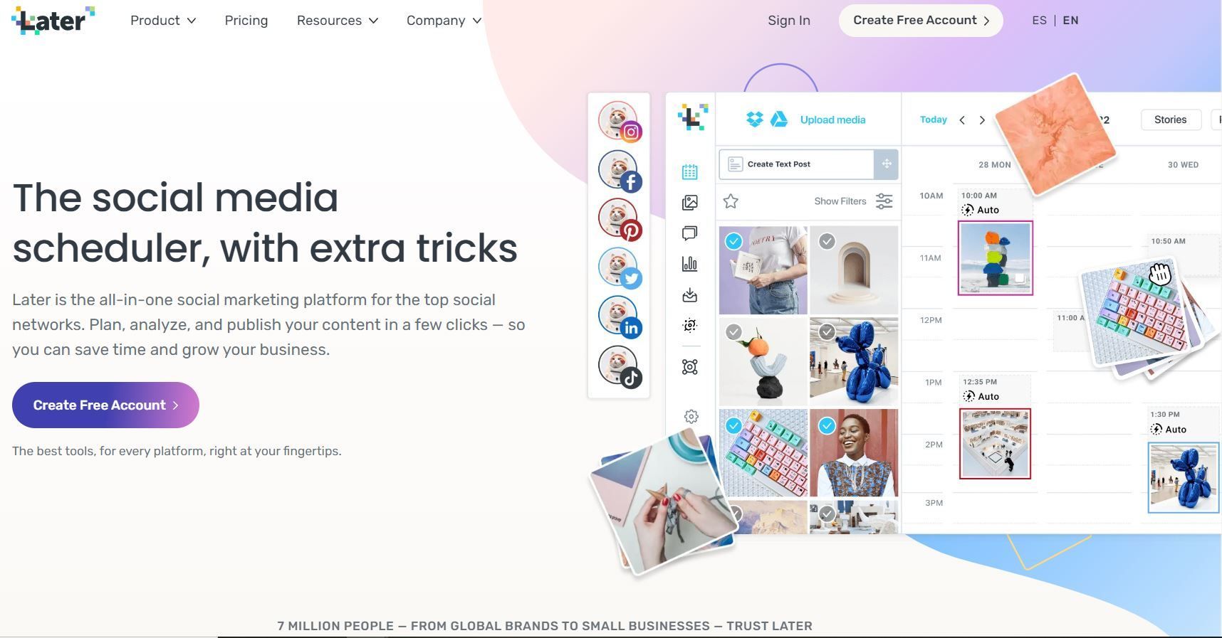 Later is a social media management tool that helps schedule your posts in advance