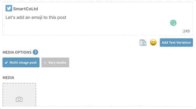 The virtual keyboard of SmarterQueue with lively emojis can color up your Insta posts