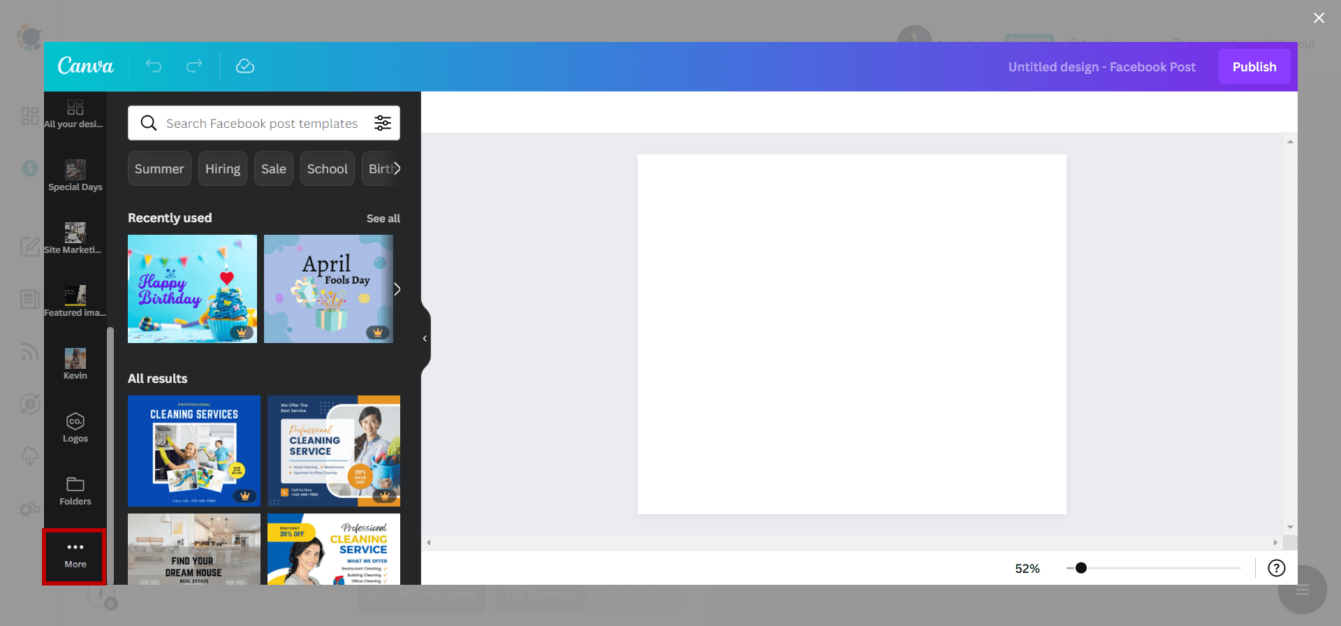 Click on "More" to transfer pictures from Google Photos to Facebook.