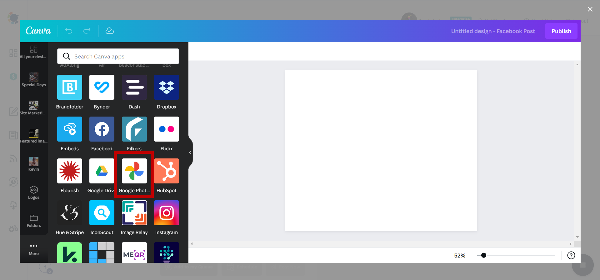 Post from Google Photos to Facebook.