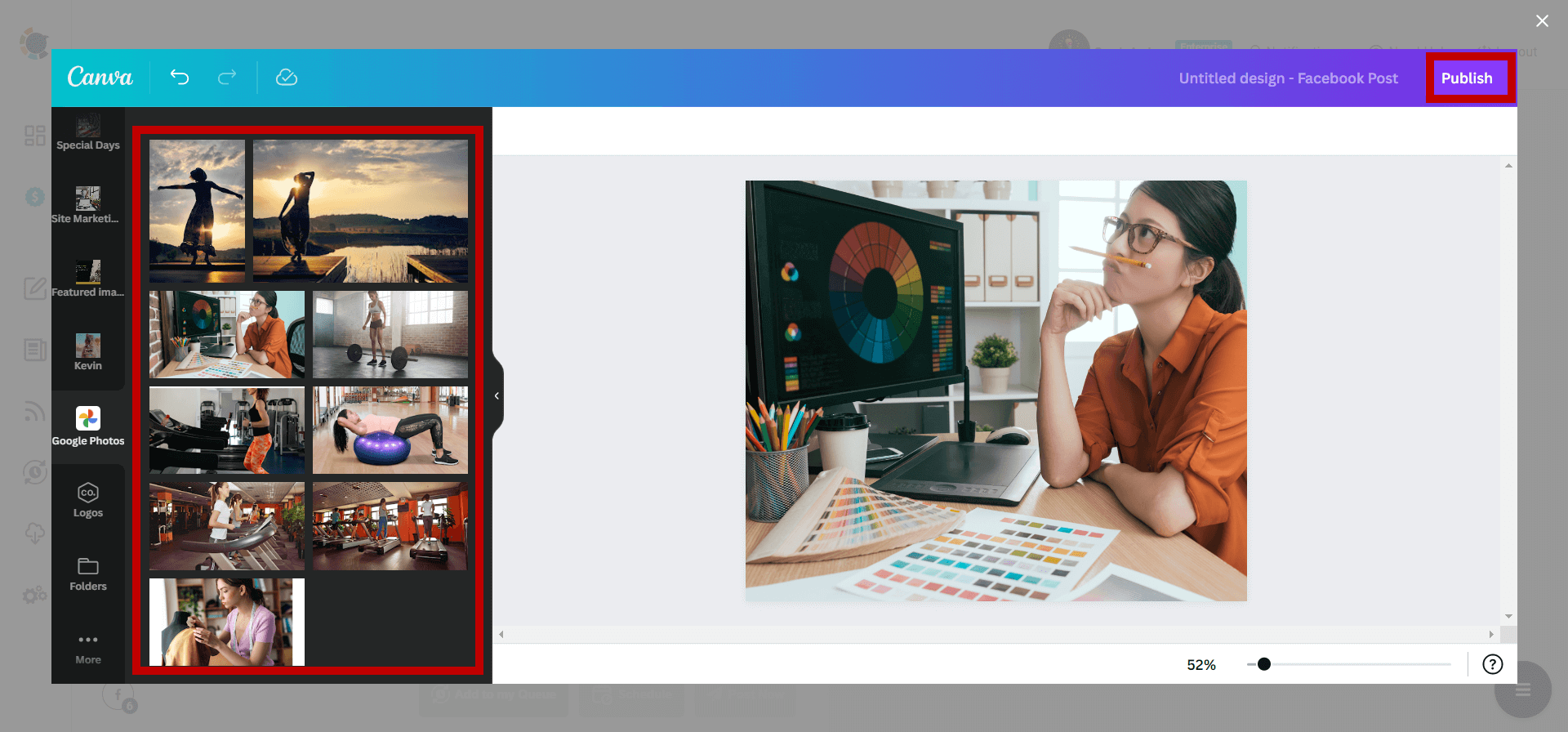 Select your picture and click on the "Publish" button.