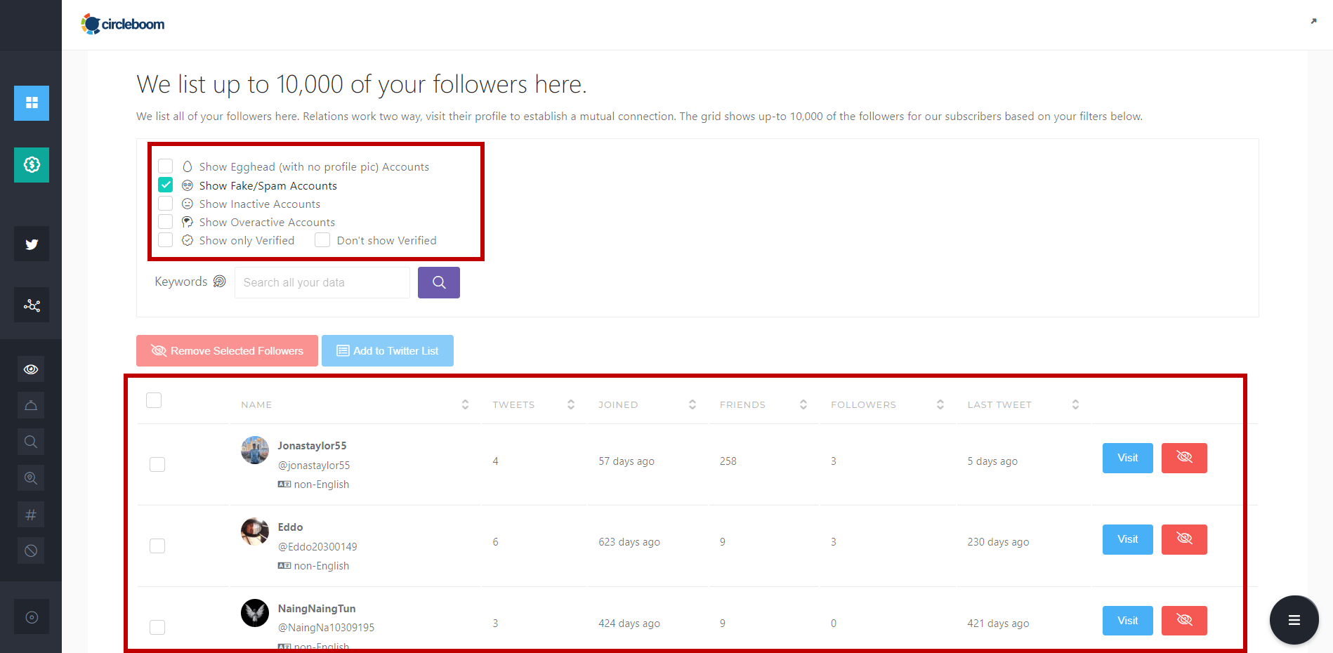 "Show Fake/Spam Accounts"