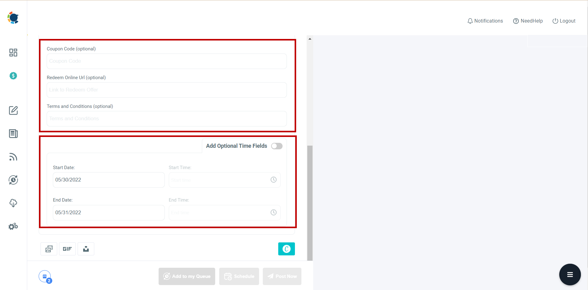 Create Google My Business Offer posts on Circleboom Publish.