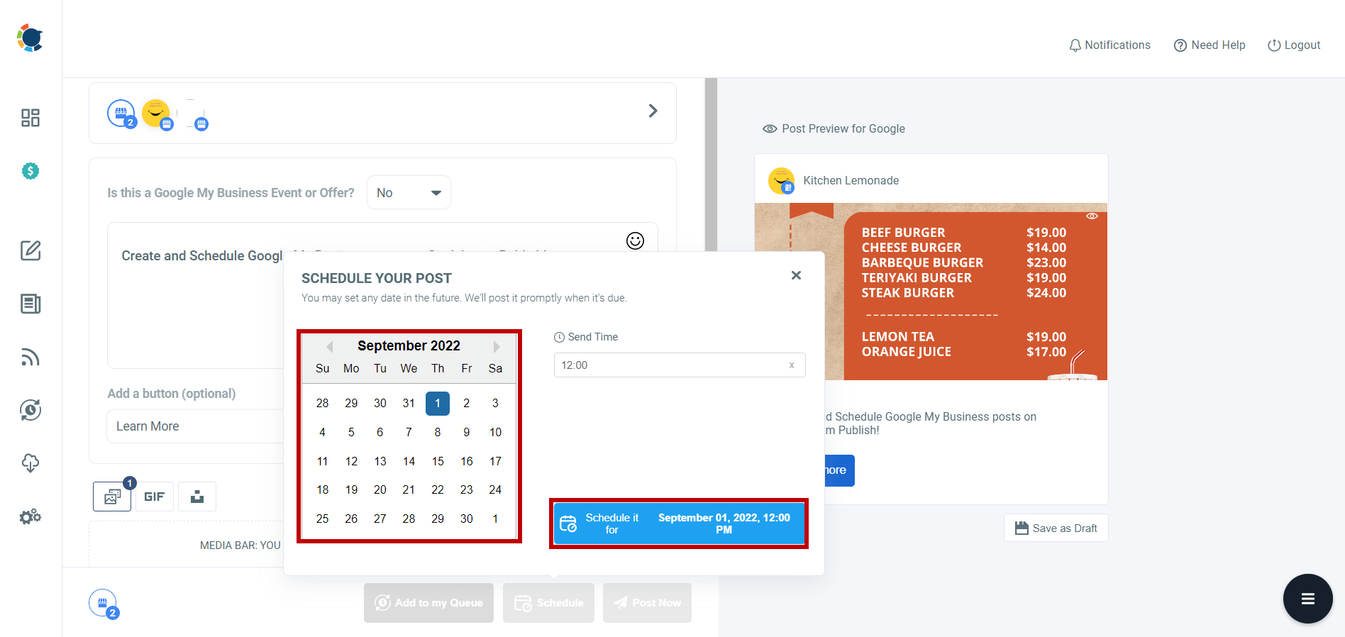 Schedule your Google My Business posts for the future.