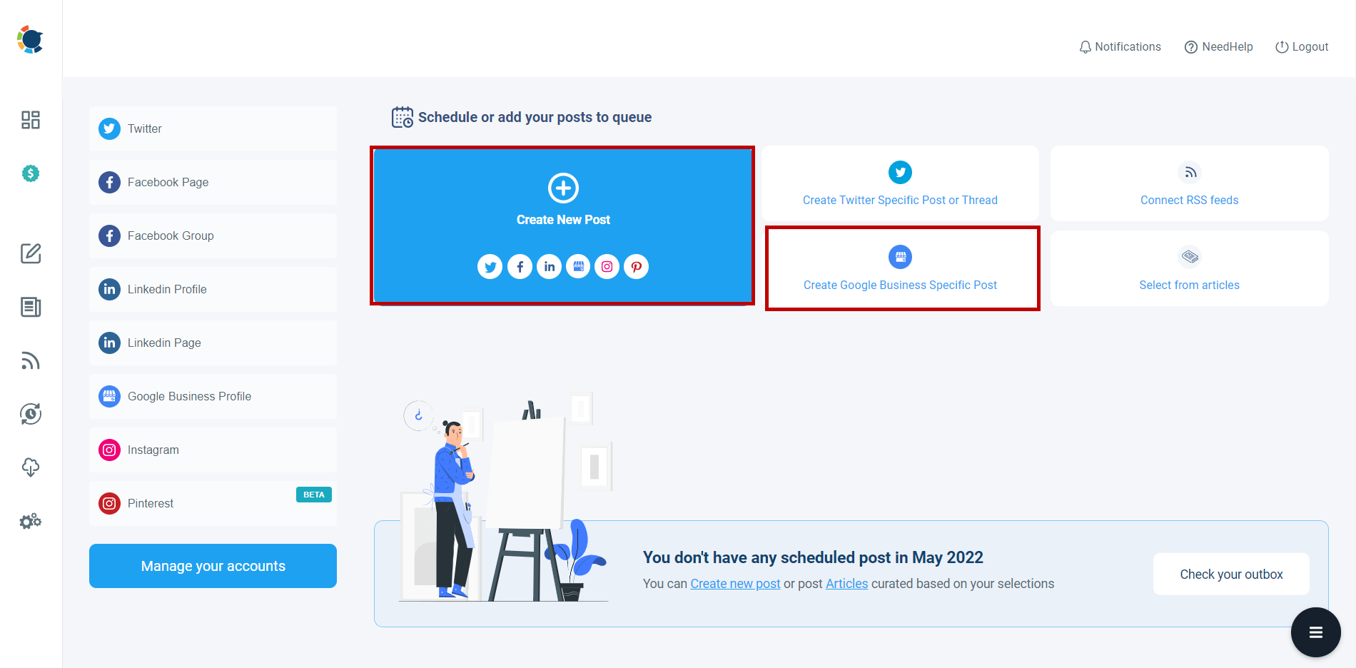 Create Google My Business posts on Circleboom.