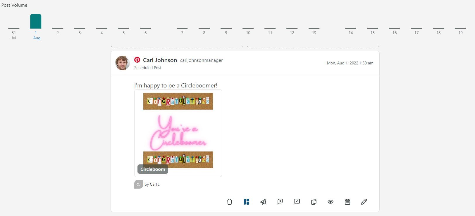 Sprout Social calendar shows previews of your Pinterest posts and your schedule