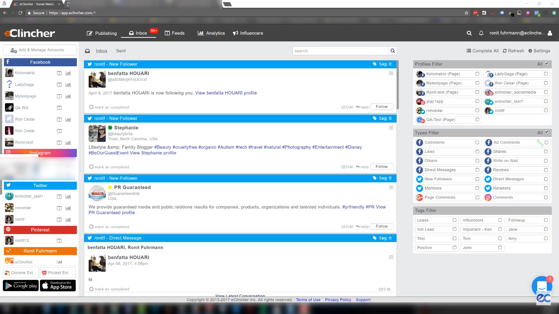 eClincher Social Inbox lets you manage your Pinterest inbox from a single dashboard 