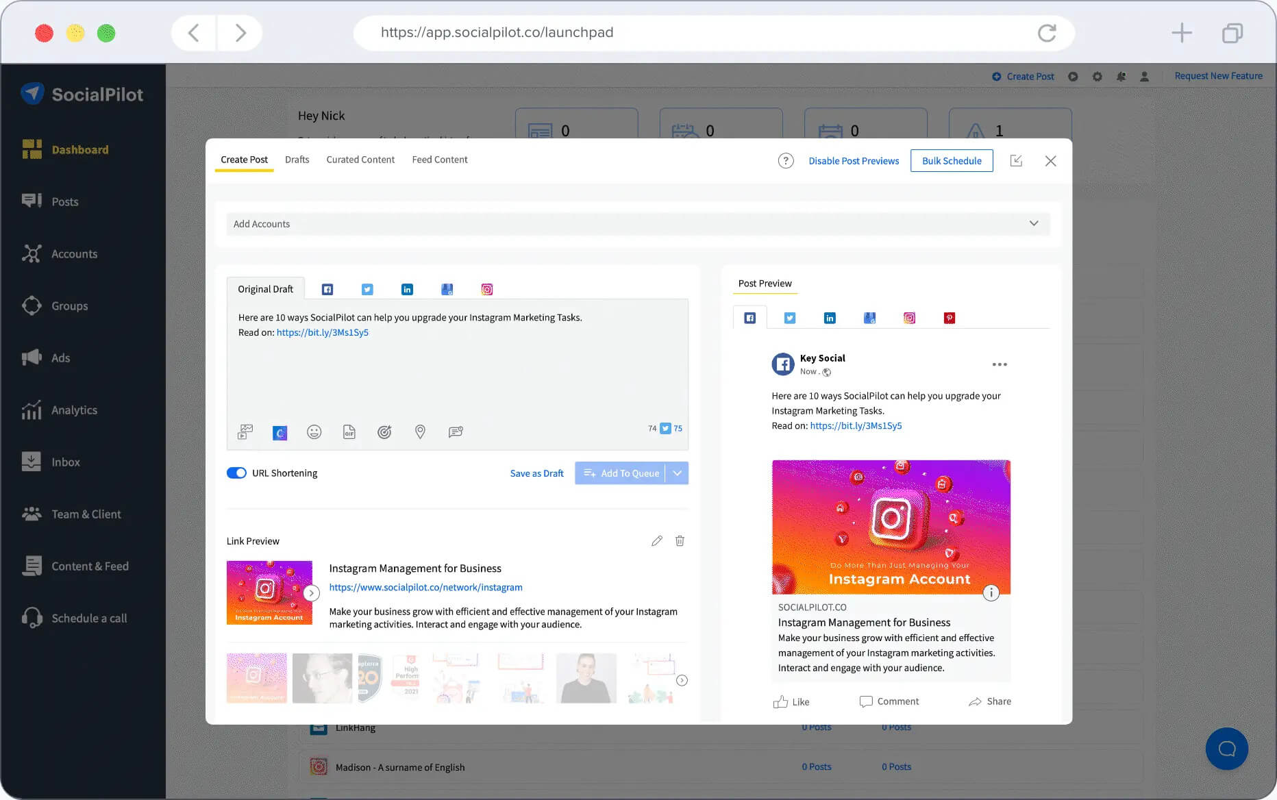 Social Pilot is a scheduling tool supporting LinkedIn platform