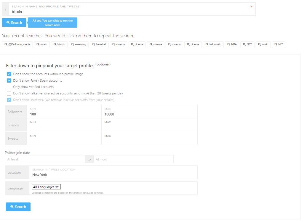 Make a smart search on Twitter with Circleboom!