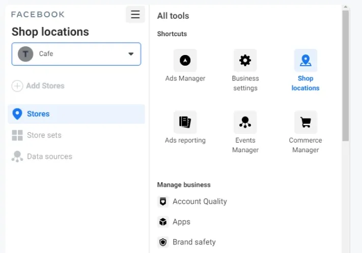 Stores and Shop locations.