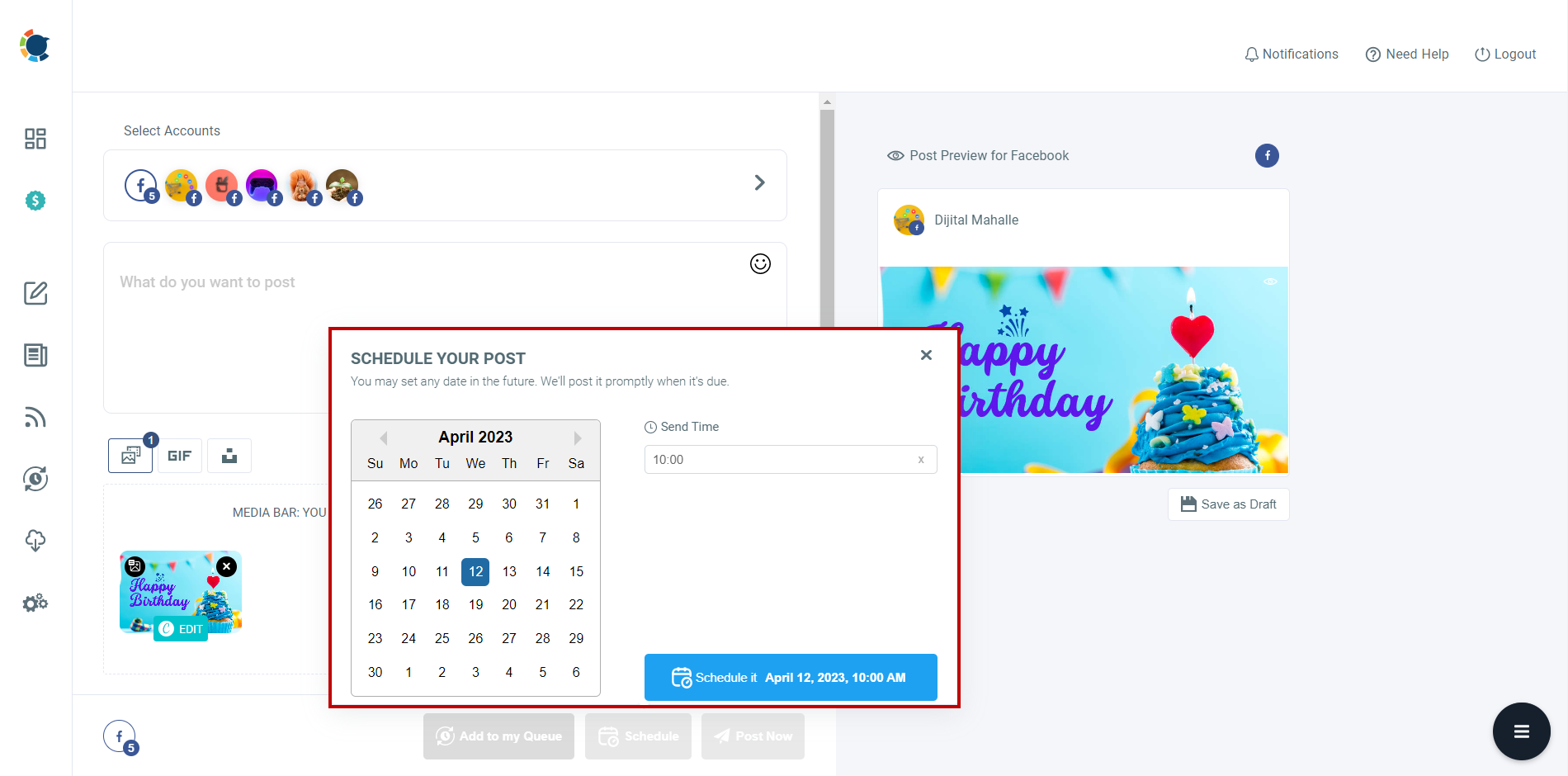 Schedule your Facebook posts for a future day and time.