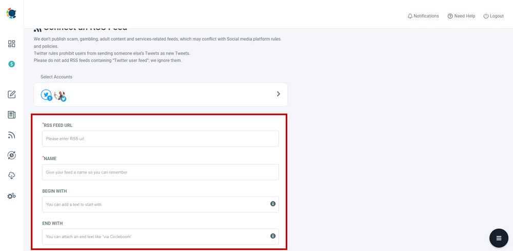 Add RSS Feed to Twitter
