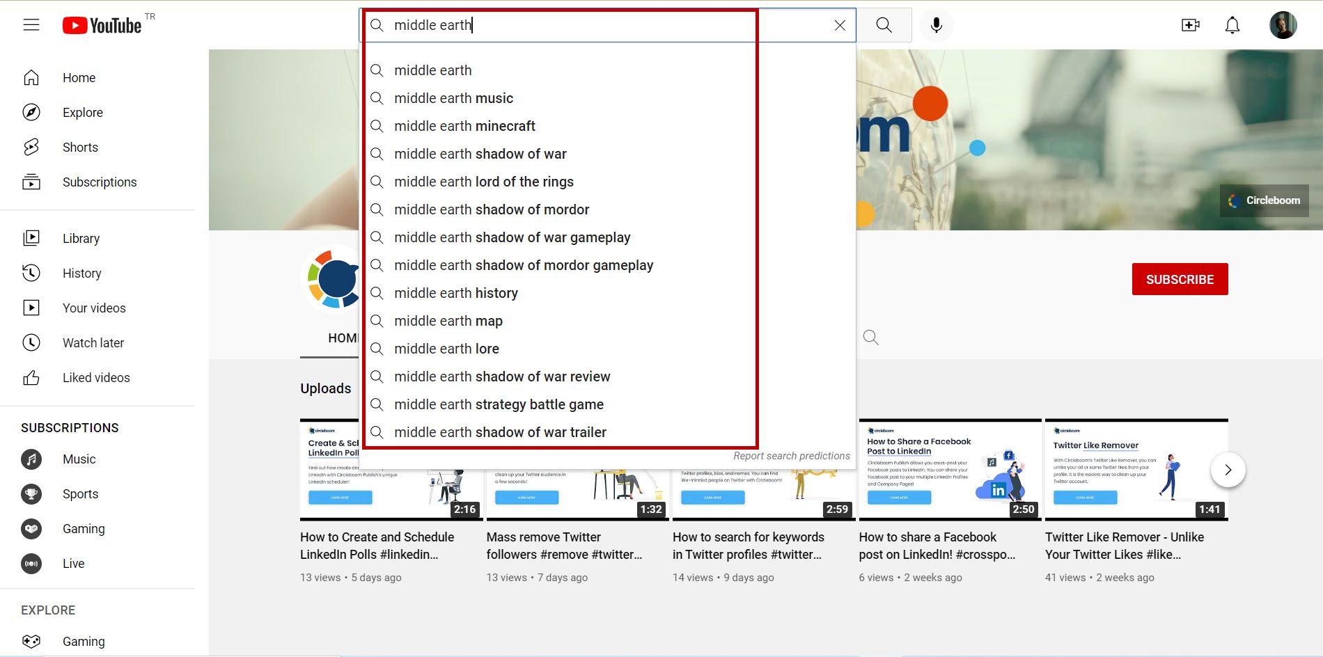 Youtube keyword search