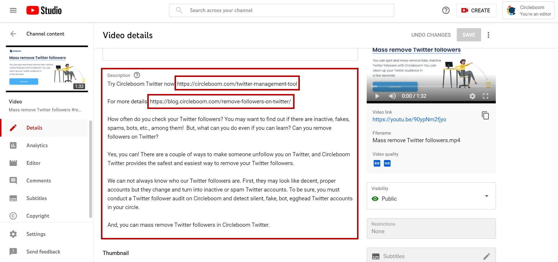 Use CTAs in your Youtube video descriptions.