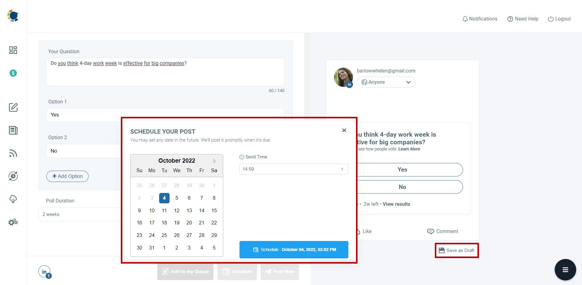 LinkedIn post scheduler