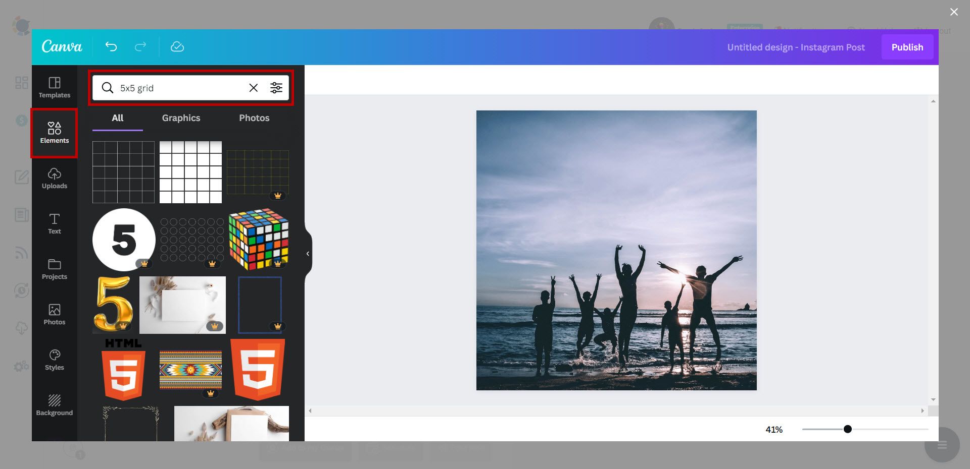 5X5 Grid post template for Instagram