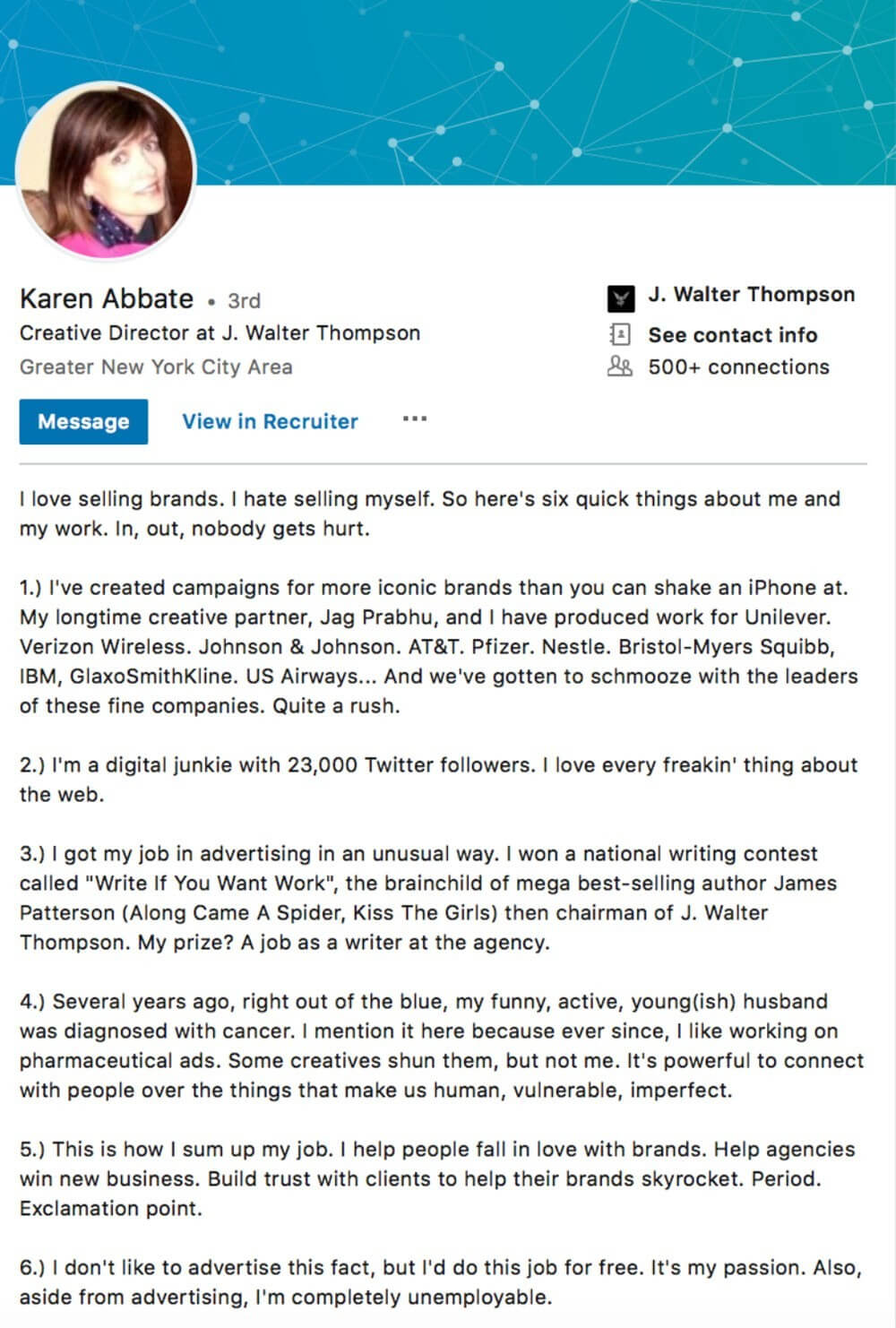 LinkedIn profile example