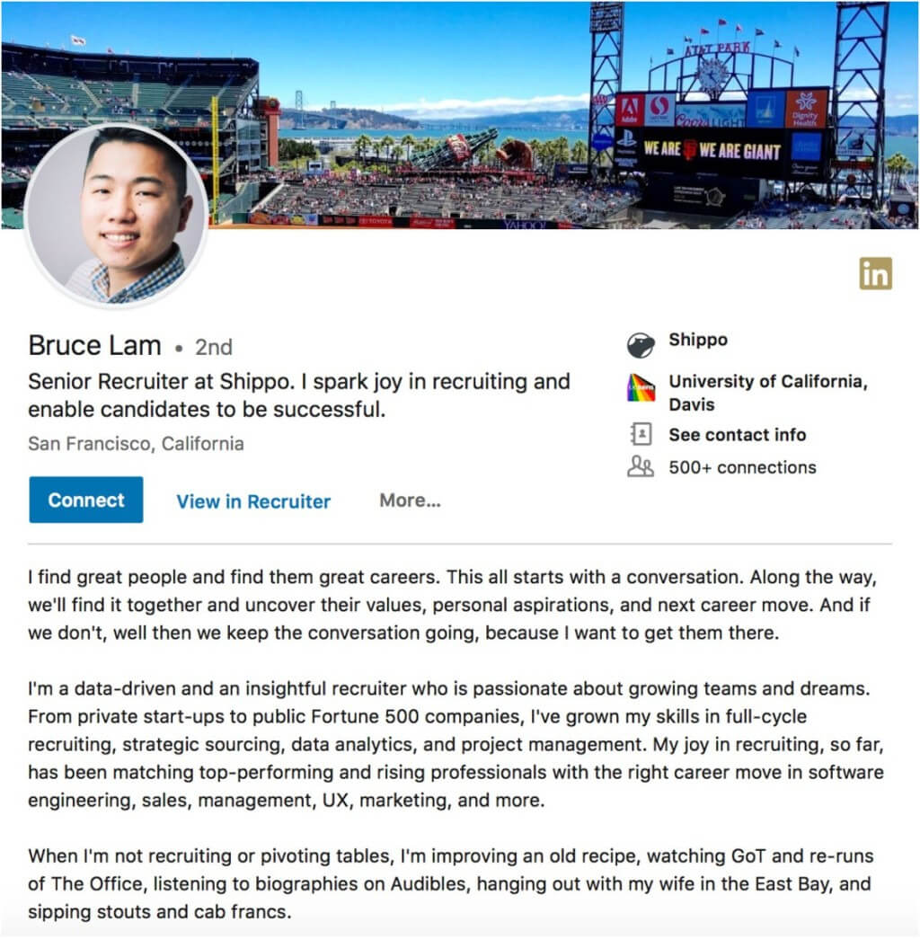 LinkedIn profile example