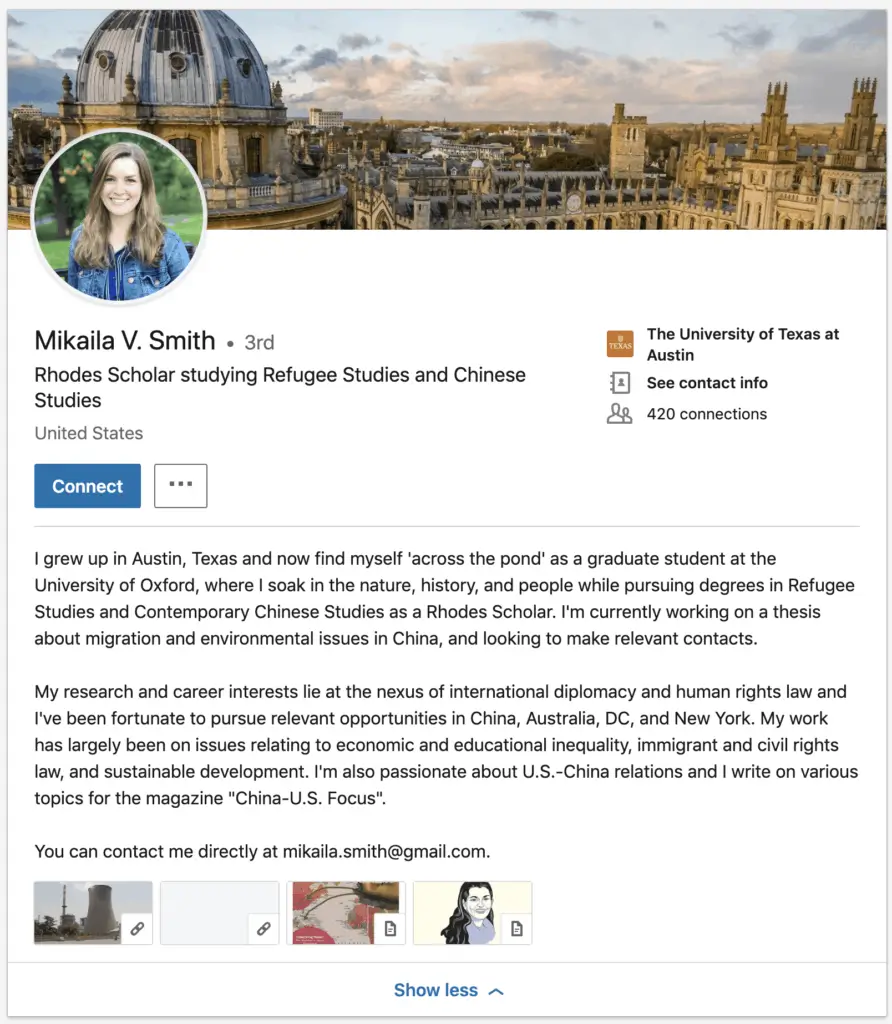 LinkedIn profile example
