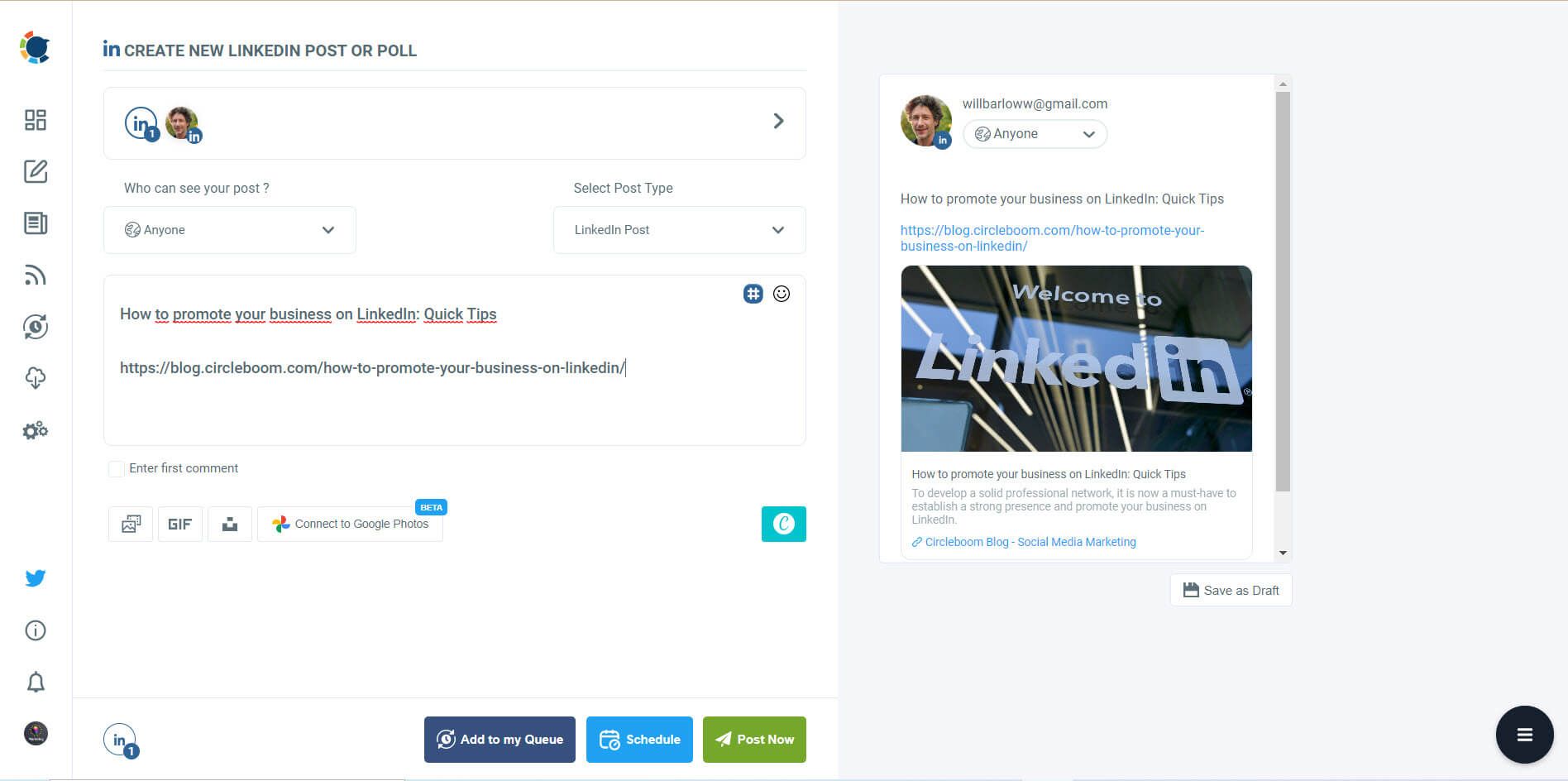 Circleboom LinkedIn scheduler